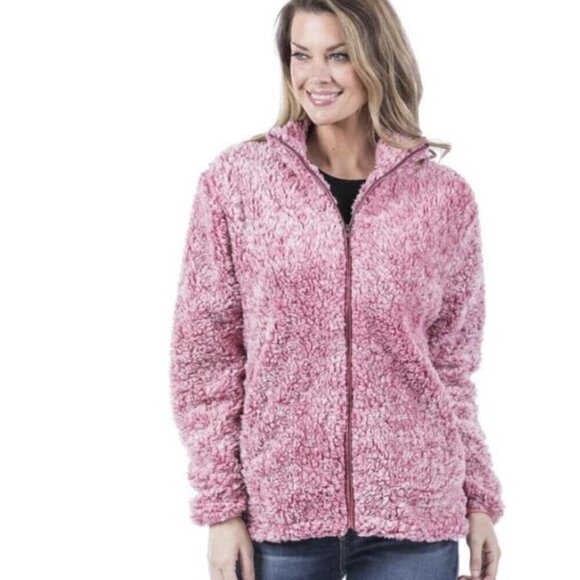 Katydid Pink Sherpa Zip Up Jacket Size Medium (M) - Picture 1 of 7